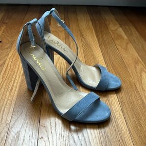 Blue suede heels